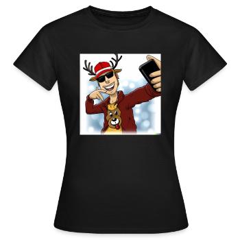 Un renne de Noël ultra cool prend un selfie - T-shirt Femme - noir - Devant - AI Model Female 172 dark (172cm)