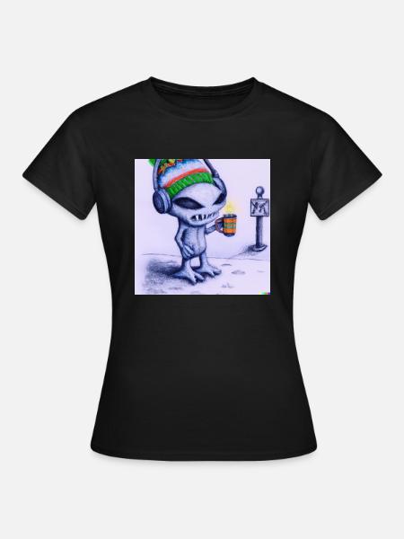 cup of alien - Frauen T-Shirt - Schwarz