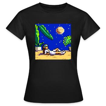 Astronaut faulenzen in einem tropischen Resort im Weltraum - Frauen T-Shirt - Schwarz - Vorne - AI Model Female 172 dark (172cm)