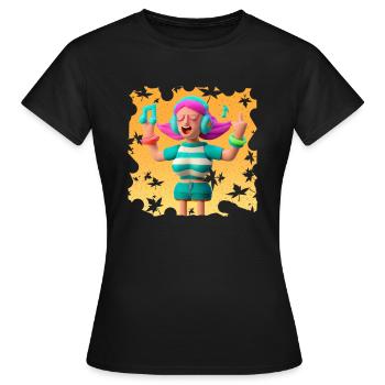 ILLUSTRATION MUSICALE AMUSANTE 8 - T-shirt Femme - noir - Devant - AI Model Female 172 dark (172cm)