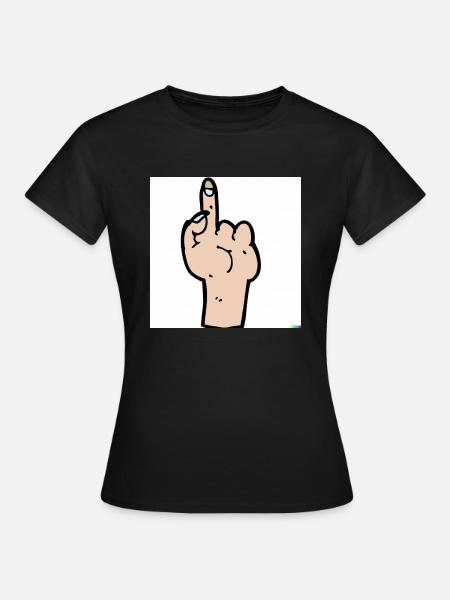 middle finger up cartoon - Frauen T-Shirt - Schwarz