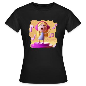 LUSTIGE MUSIK ILLUSTRATION MÄDCHEN 7 - Frauen T-Shirt - Schwarz - Vorne - AI Model Female 172 dark (172cm)