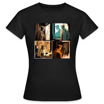 Person spying on target person - Frauen T-Shirt - Schwarz - Vorne - AI Model Female 172 dark (172cm)