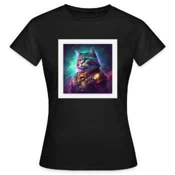 Der Herrscher der Galaxy ist eine Katze - Frauen T-Shirt - Schwarz - Vorne - AI Model Female 172 dark (172cm)