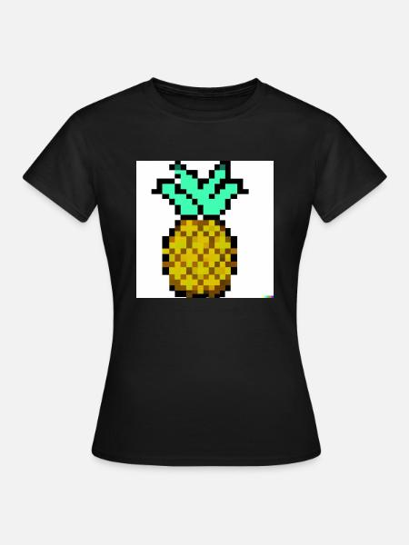 Pixelart Annanas - Frauen T-Shirt - Schwarz