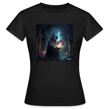 Un puissant sorcier jetant un sort - T-shirt Femme - noir - Devant - AI Model Female 172 dark (172cm)