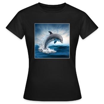 FOX0610 dolphin - Frauen T-Shirt - Schwarz - Vorne - AI Model Female 172 dark (172cm)