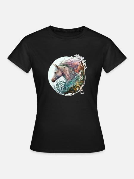 Wanderndes Einhorn - Frauen T-Shirt - Schwarz