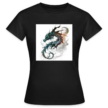 dragon tribal enfumé - T-shirt Femme - noir - Devant - AI Model Female 172 dark (172cm)