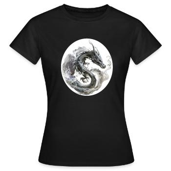 dragon fumée - T-shirt Femme - noir - Devant - AI Model Female 172 dark (172cm)