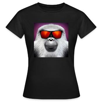 Sonnenbrillenaffe: Cooler Primat mit roter Brille - Frauen T-Shirt - Schwarz - Vorne - AI Model Female 172 dark (172cm)