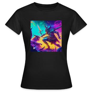 Cyber Viking - Frauen T-Shirt - Schwarz - Vorne - AI Model Female 172 dark (172cm)