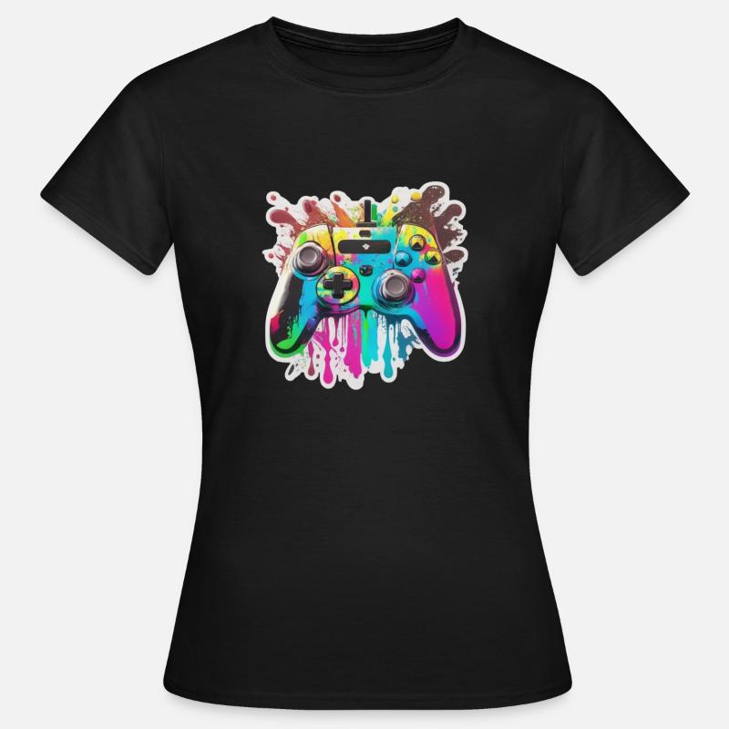 Gaming Controller Rainbow Splash - Women's T-Shirt - black