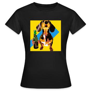 Teckel à bière - T-shirt Femme - noir - Devant - AI Model Female 172 dark (172cm)