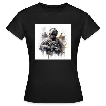 Gaming Art Shooter - Women's T-Shirt - black - Front - AI Model Female 172 dark (172cm)