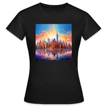 icecrusher New YorkSkyline Cartographic - T-shirt Femme - noir - Devant - AI Model Female 172 dark (172cm)