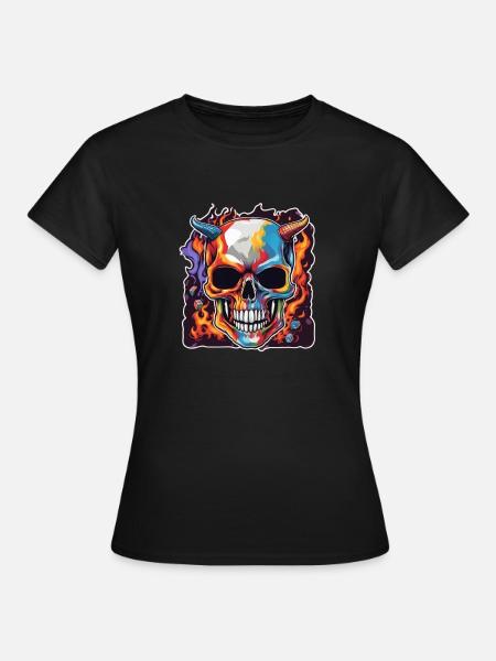 Gehörnter Schädel | Manipulation seiner Puzzlewürfel - Frauen T-Shirt - Schwarz