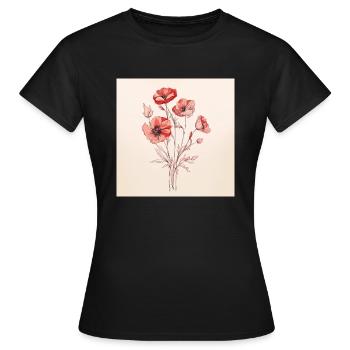 one line art flowers in hand - Frauen T-Shirt - Schwarz - Vorne - AI Model Female 172 dark (172cm)
