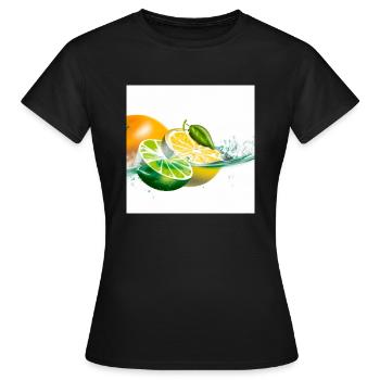 Zitrusfrüchte Splash - Frauen T-Shirt - Schwarz - Vorne - AI Model Female 172 dark (172cm)