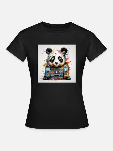 Music Panda - Frauen T-Shirt - Schwarz