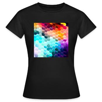 Bunter Hexagon-Rausch - Frauen T-Shirt - Schwarz - Vorne - AI Model Female 172 dark (172cm)