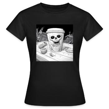 Kaffee - Becher Halloween - Frauen T-Shirt - Schwarz - Vorne - AI Model Female 172 dark (172cm)