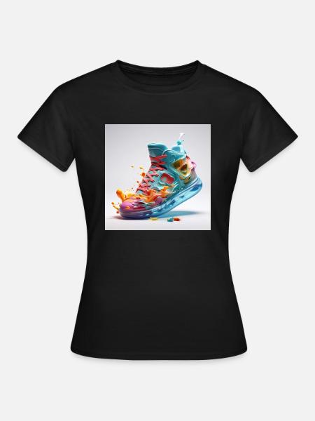 Sneaker in Vollfarbe - Frauen T-Shirt - Schwarz