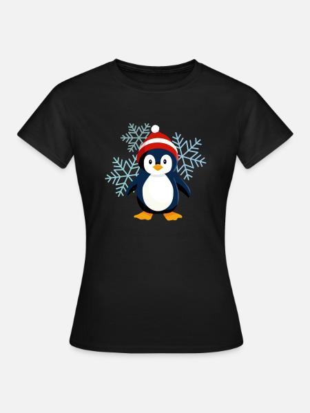 Niedlicher Winterpinguin - Frauen T-Shirt - Schwarz