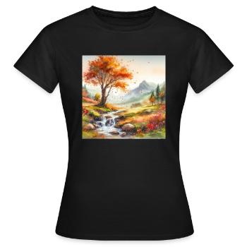 Ruisseau tranquille à la campagne avec arbre - T-shirt Femme - noir - Devant - AI Model Female 172 dark (172cm)