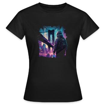 Pont de Brooklyn cyberpunk - T-shirt Femme - noir - Devant - AI Model Female 172 dark (172cm)