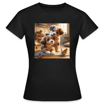 Verspielte Welpenfreude - Frauen T-Shirt - Schwarz - Vorne - AI Model Female 172 dark (172cm)