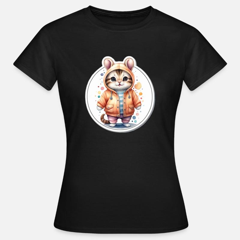 Cute kitten in coat - Women's T-Shirt - black