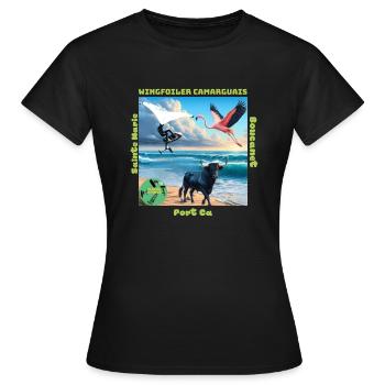 Planchou Waterman wingfoiler camarguais spots - T-shirt Femme - noir - Devant - AI Model Female 172 dark (172cm)