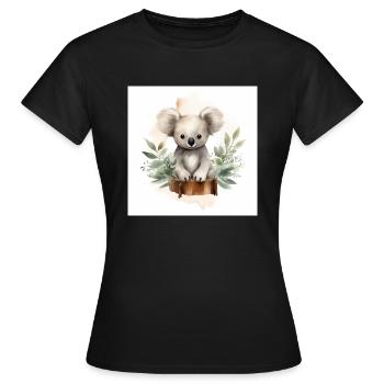 Adorable Koala Clipart - T-shirt Femme - noir - Devant - AI Model Female 172 dark (172cm)