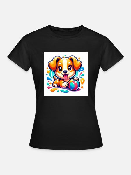 playful puppy - Frauen T-Shirt - Schwarz