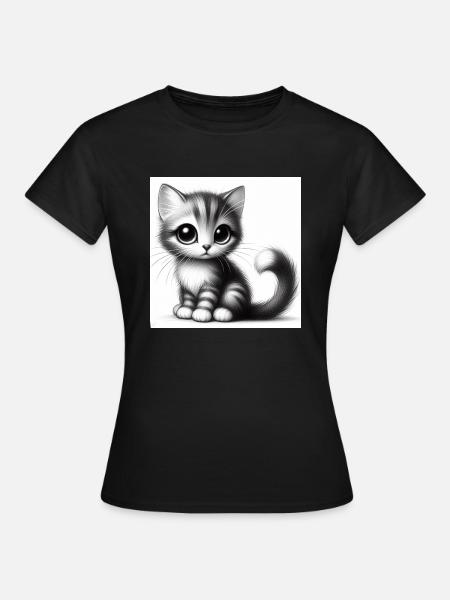 Niedliches kleines Kätzchen - Frauen T-Shirt - Schwarz
