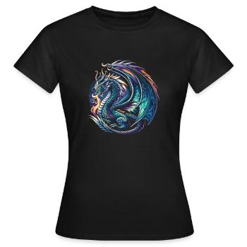 Kosmische Drachenessenz - Frauen T-Shirt - Schwarz - Vorne - AI Model Female 172 dark (172cm)
