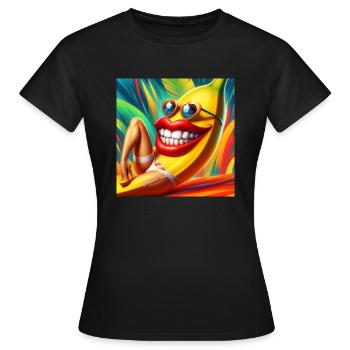 BANANE DRAGUEUSE - T-shirt Femme - noir - Devant - AI Model Female 172 dark (172cm)