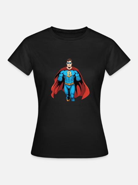 bitcoin superhero comic style - Frauen T-Shirt - Schwarz