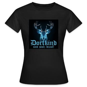Cerf village enfant & fier de lui Mode costume traditionnel, village - T-shirt Femme - noir - Devant - AI Model Female 172 dark (172cm)
