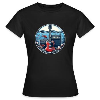 Vintage Guitar – Underwater - Frauen T-Shirt - Schwarz - Vorne - AI Model Female 172 dark (172cm)