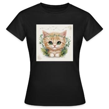 Kitty cute - Women's T-Shirt - black - Front - AI Model Female 172 dark (172cm)