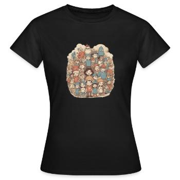 Default A retrostyle tshirt featuring handdrawn - T-shirt Femme - noir - Devant - AI Model Female 172 dark (172cm)