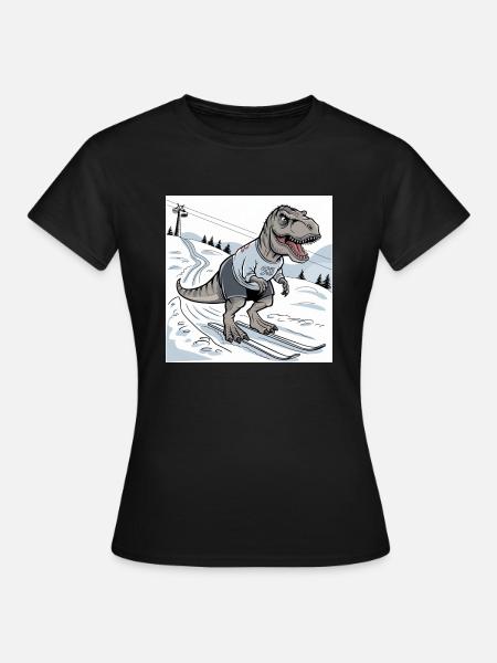 Ski-Rex, T-Rex - Frauen T-Shirt - Schwarz