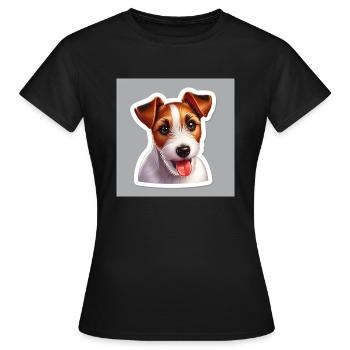 Realistischer Terrier Sticker - Frauen T-Shirt - Schwarz - Vorne - AI Model Female 172 dark (172cm)