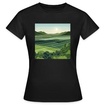Clean Lines Depicting Lush Plains - Women's T-Shirt - black - Front - AI Model Female 172 dark (172cm)