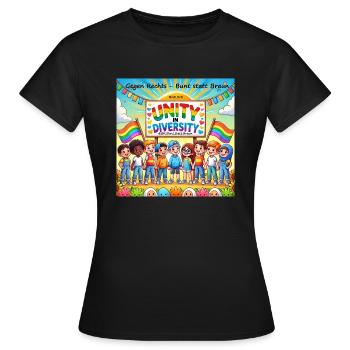 L’unité dans la diversité - T-shirt Femme - noir - Devant - AI Model Female 172 dark (172cm)
