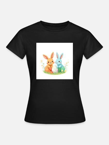 Osterhase im Glücksrausch - Frauen T-Shirt - Schwarz
