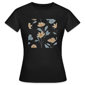 Elegante Pastellblumen - Frauen T-Shirt - Schwarz - Vorne - AI Model Female 172 dark (172cm)
