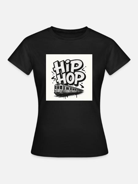 HipHop Lettering with Train - Frauen T-Shirt - Schwarz